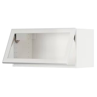 white wood and glass kitchen storage unit from ikea