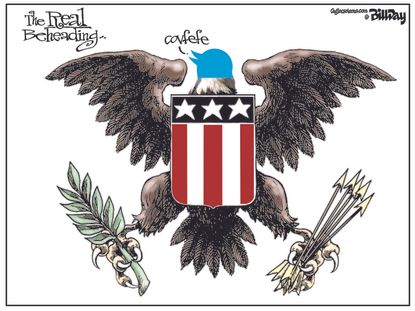 Political cartoon U.S. Beheading Twitter covfefe