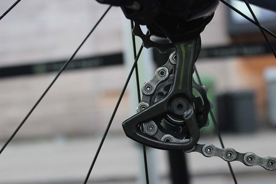 Rear derailleur on World champion Peter Sagan's Specialized S-Works Tarmac