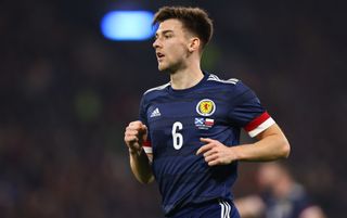 Scotland defender Kieran Tierney jogging