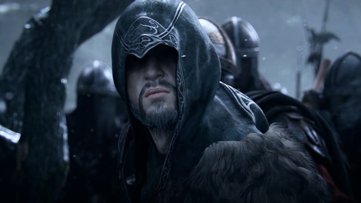 A warrior pictured among other people in an E3 trailer for Assassin&#039;s Creed Revelations.