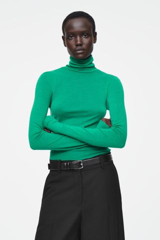 Merino Wool Turtleneck Top