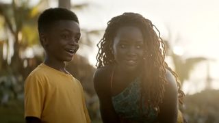 Toussaint and Nakia during golden hour at the end of Black Panther: Wakanda Forever.