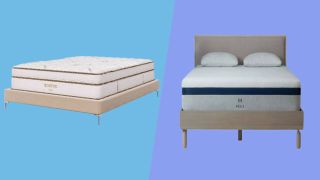 Saatva vs Helix mattress: image shows Saatva Classic on the left and the Helix Midnight on the right