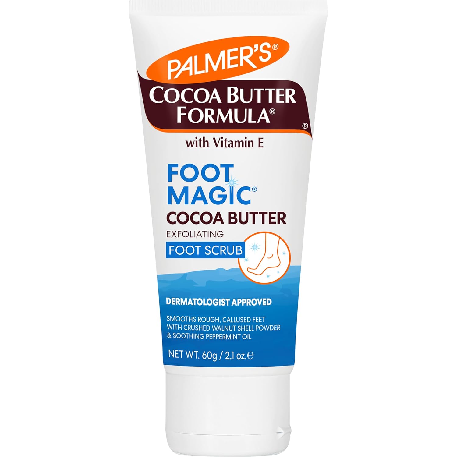 Palmer's Cocoa Butter Formula Foot Magic Exfoliating Foot Scrub With Vitamin E for Dry, Cracked Feet, Use With Foot Scrubber for Pedicure, 2.1 Ounce