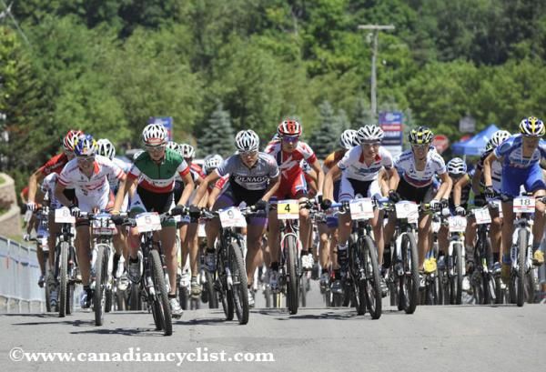 The women's start was on a long uphill gravel road.