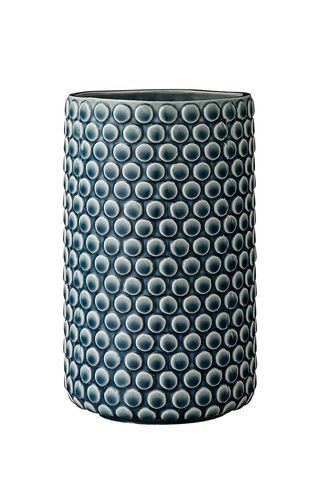 Bloomingville Teal Ceramic Vase with Polka Dot Design