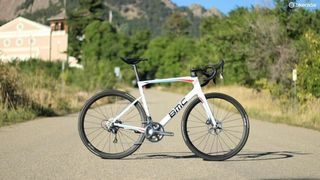 The BMC Roadmachine 01 sits halfway between the Teammachine race bike and the Granfondo endurance rig in terms of stiffness