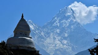 A picture of Mount Ama Dablam pictured near Pangboche village in the Mount Everest region of Nepal.