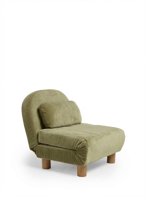 Relaxed Chenille Olive Green Palma Single Sofa Bed