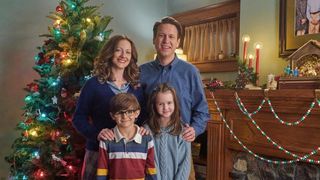 Judy Greer, Sebastian Billingsley-Rodriguez, Molly Wright and Pete Holmes in The Best Christmas Pageant Ever.
