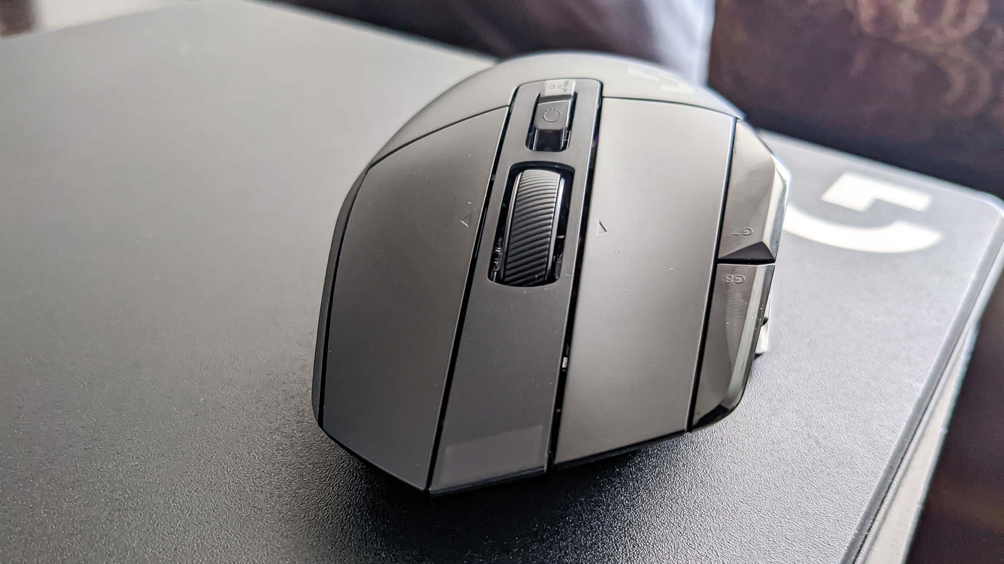 Logitech G502 X Lightspeed mouse on mousepad