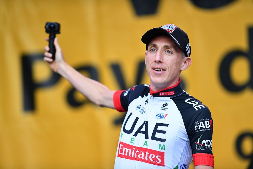 Dan Martin has some fun at the 2018 Tour de France team presentation
