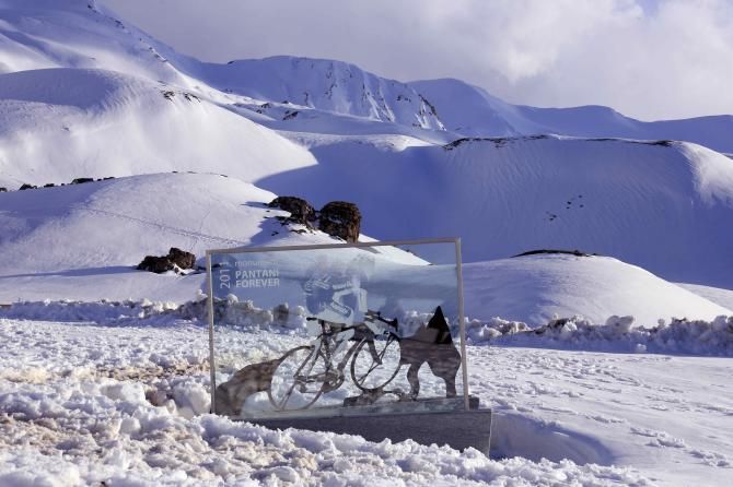 The Marco Pantani memorial at the exact location he attacked on the Col du Galibier