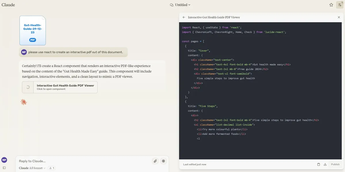 Claude AI analyzing PDF documents and generating comprehensive summaries