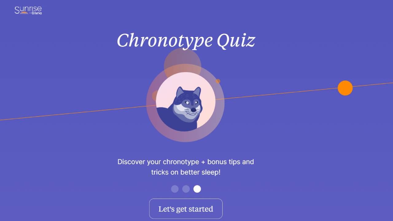 Sunrise by Emma sleep chronotype quiz, wellness and sleep tips