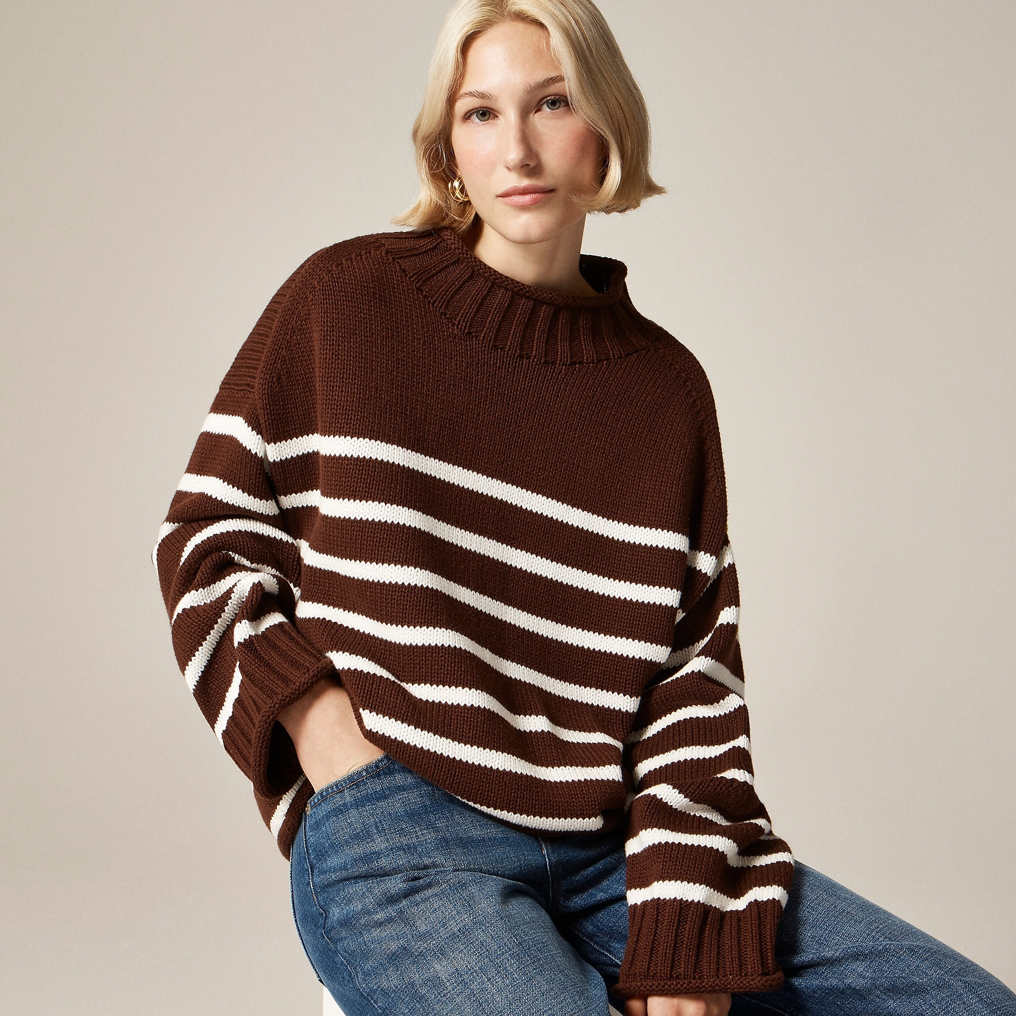 jcrew, 2025 Rollneck&amp;trade; Sweater in Stripe
