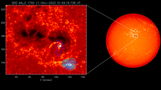 An image of a solar flare captured by the HXI instrument aboard China's ASO-S spacecraft on Nov. 11, 2022.