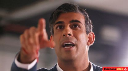Rishi Sunak announces the triple lock plus state pension policy at a general election campaign event (Photographer: Hollie Adams/Bloomberg via Getty Images)