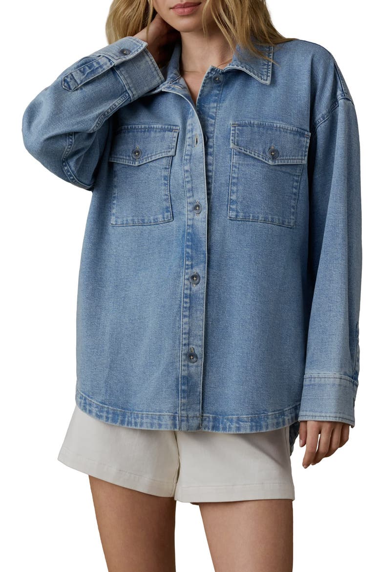 Cotton & Linen Blend Denim Button-Up Shirt