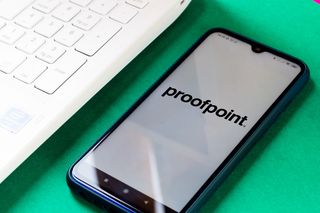 Proofpoint logo displayed on a smartphone