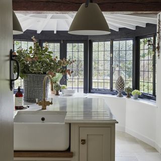 kitchen with conservatory beyond