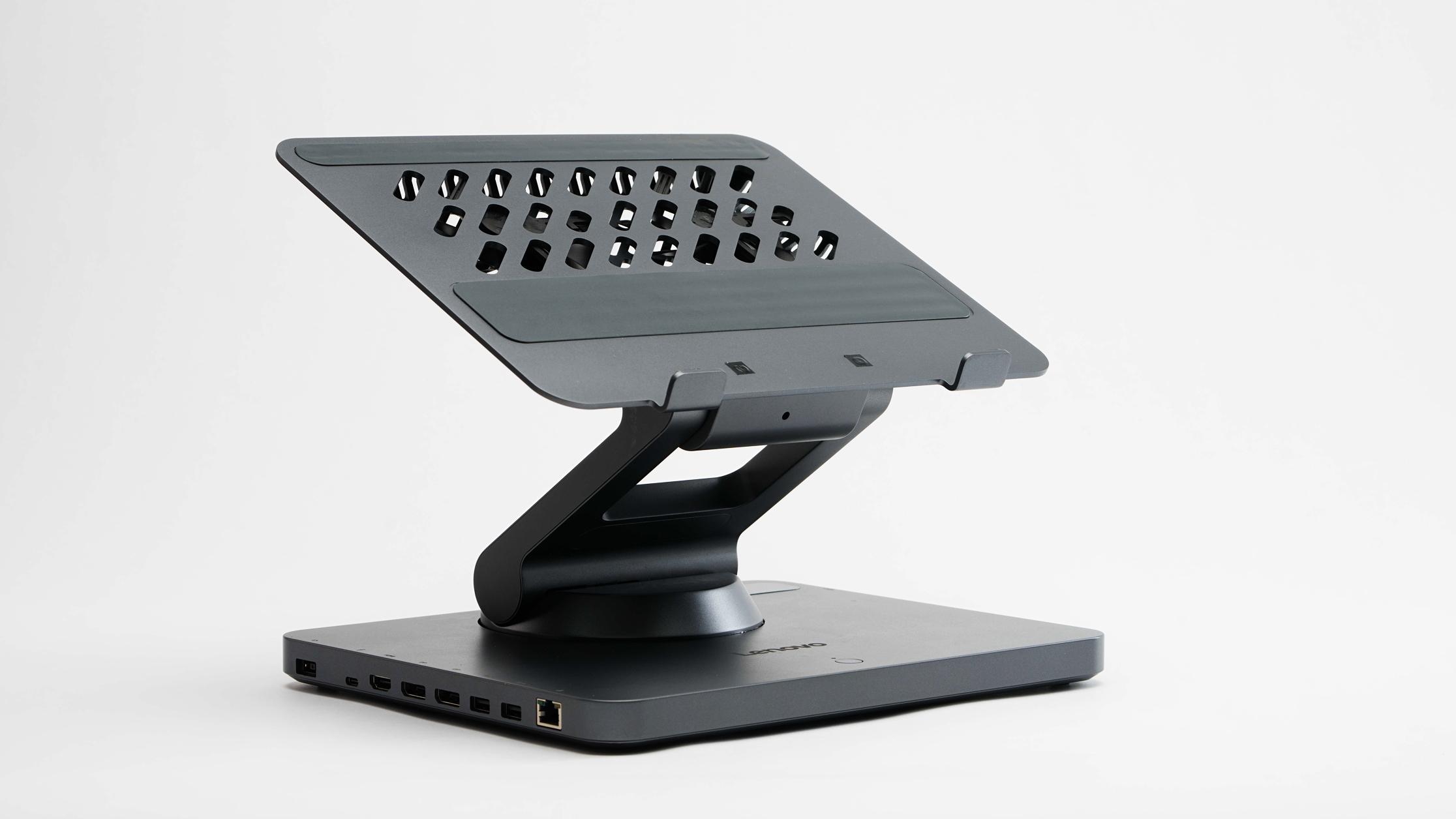 Images and photos of Lenovo&#039;s Smart Motion Concept, aka Project Ballet, a motorized and moving laptop stand, featured at IFA 2025 in Berlin, Germany.