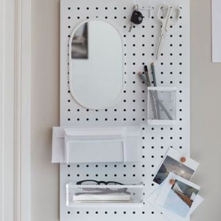 Squared Away™ Wall Mounted Peg Board Organizer in White