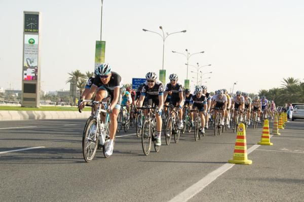 Leopard Trek and Garmin-Cervelo on the front