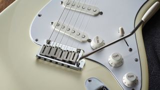 Close up of a floating tremolo-equipped Stratocaster