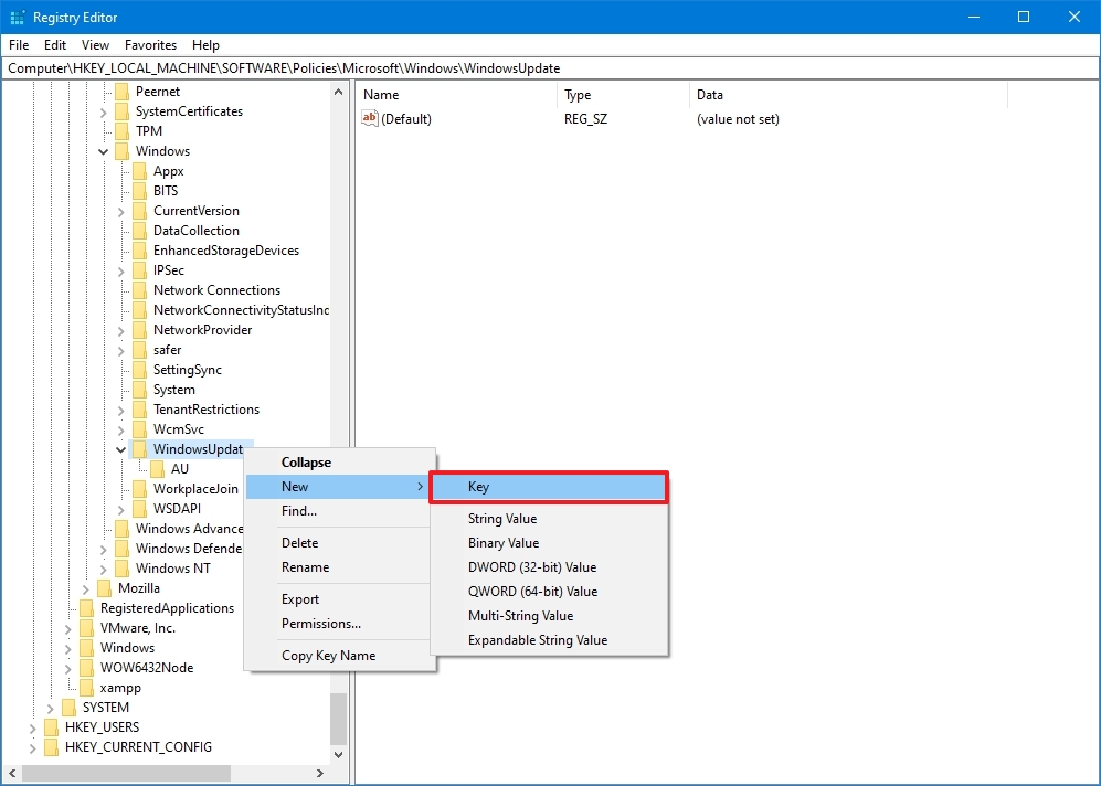 AU Registry key to disable Windows Update