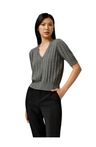 V-neck cashmere t-shirt