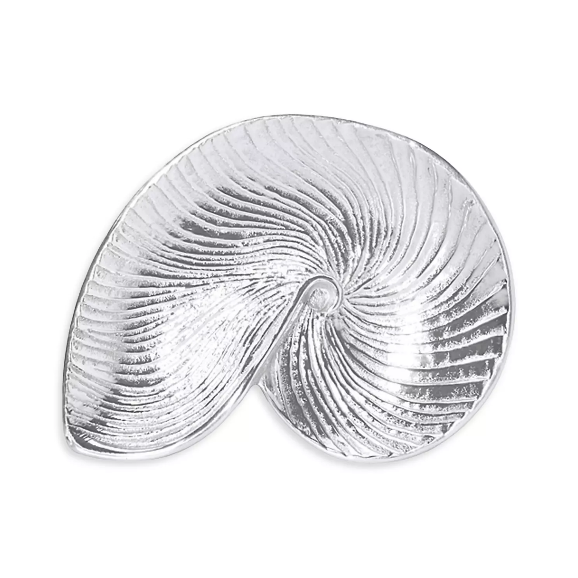 silver platter in the shape of a nautilus shell