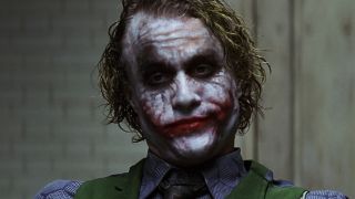 Heath Ledger in interrogation scene in The Dark Knight