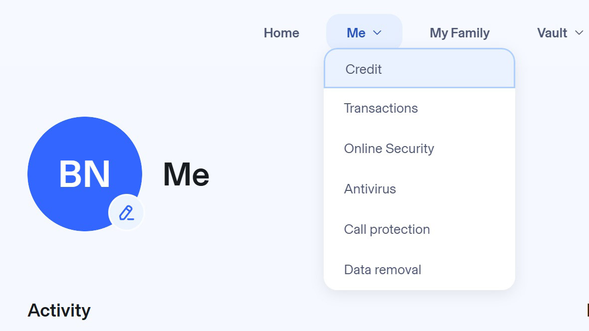 Screenshot of the Aura Identity Theft Protection web interface