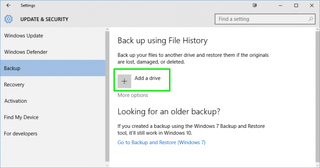 file history add drive