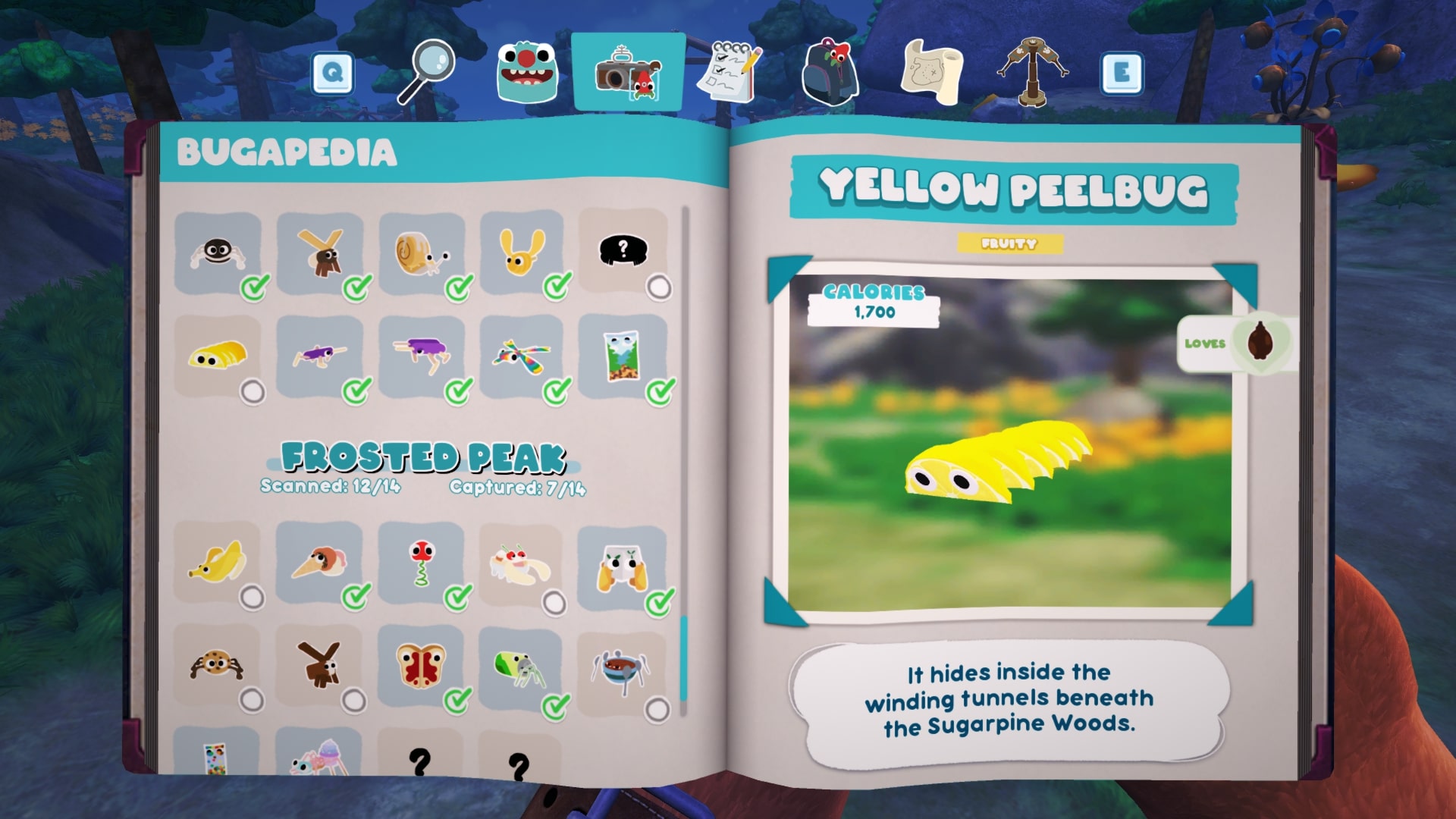 Bugsnax Bugapedia: Yellow Peelbug