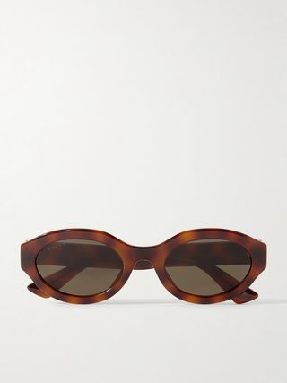 Oval-Frame Tortoiseshell Acetate Sunglasses