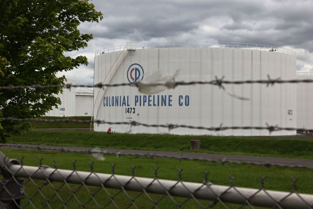 A Colonial Pipeline fuel holding tank.