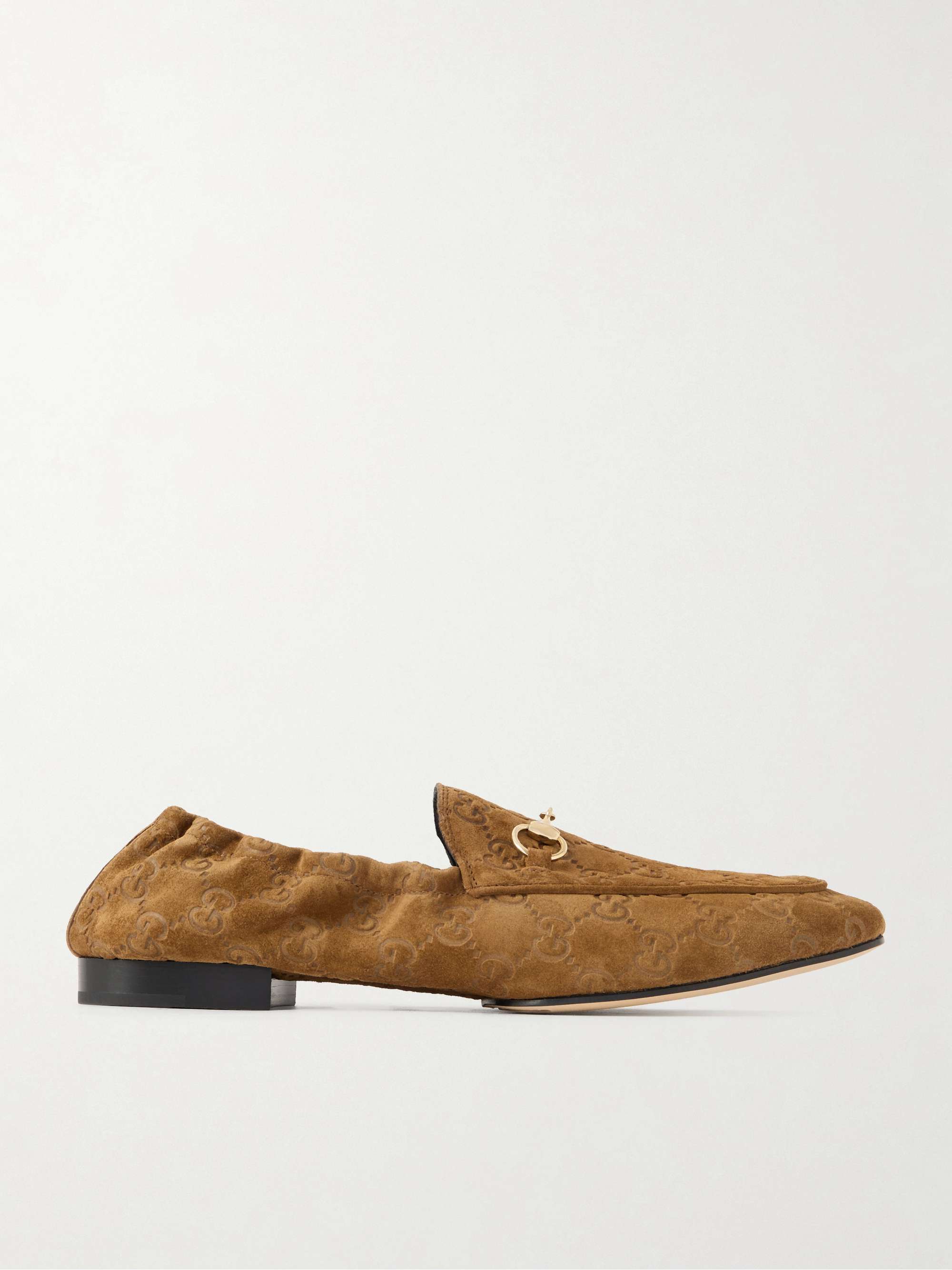 Horsebit-Embellished Logo-Debossed Suede Loafers