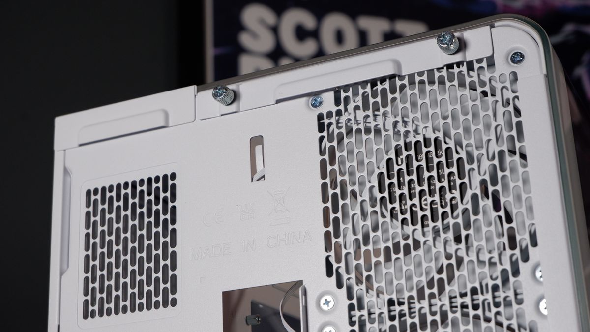Thermaltake View 390 Air chassis on a desk. We're building a PC into it for testing and comparison with other PC cases.