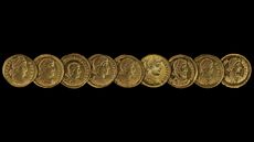 A line of gold coins.