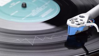 How to clean vinyl records: an image showing a record with a defined scratch running across the body