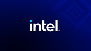 Intel logo on a blue background