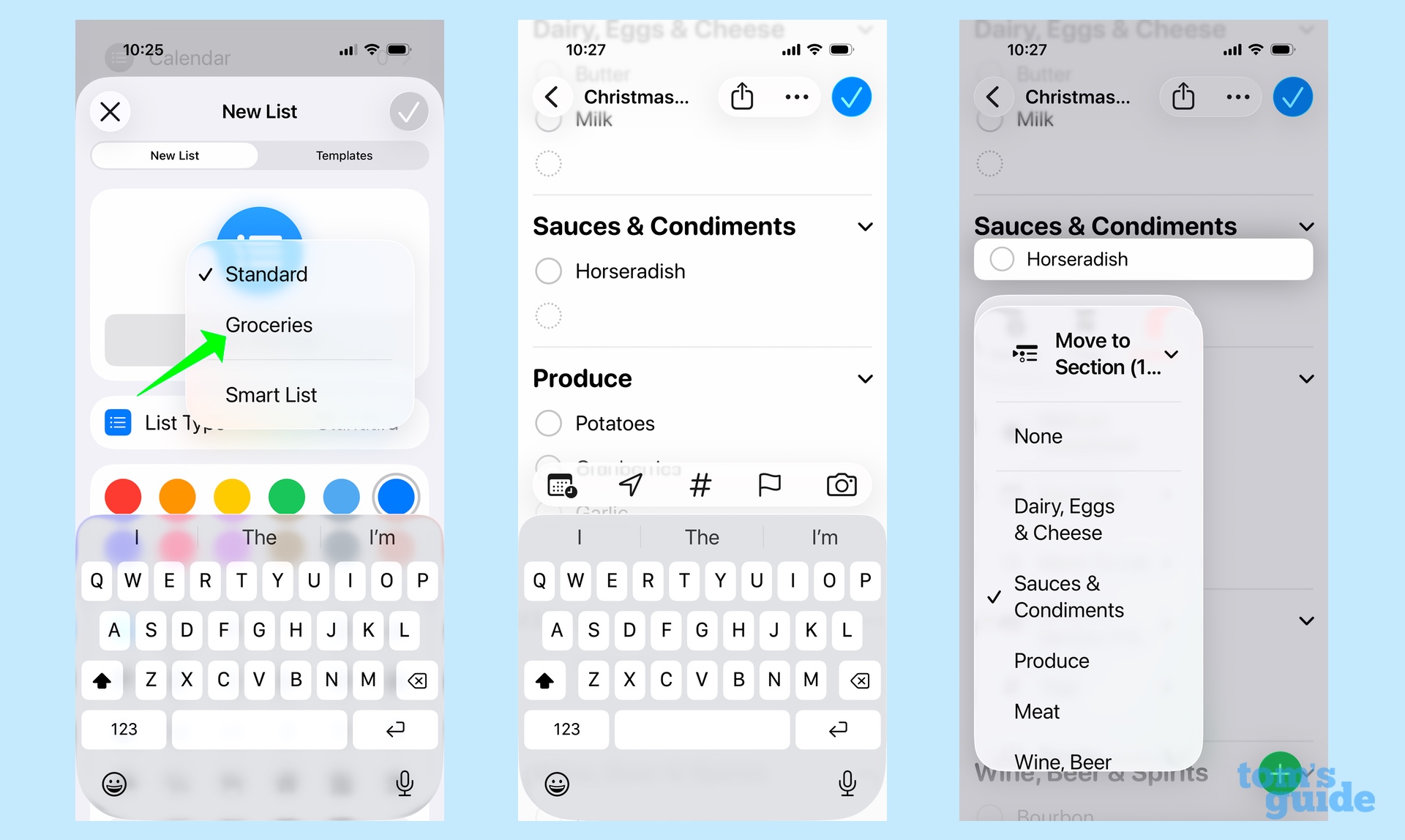 Creating a grocery list in iOS Reminders