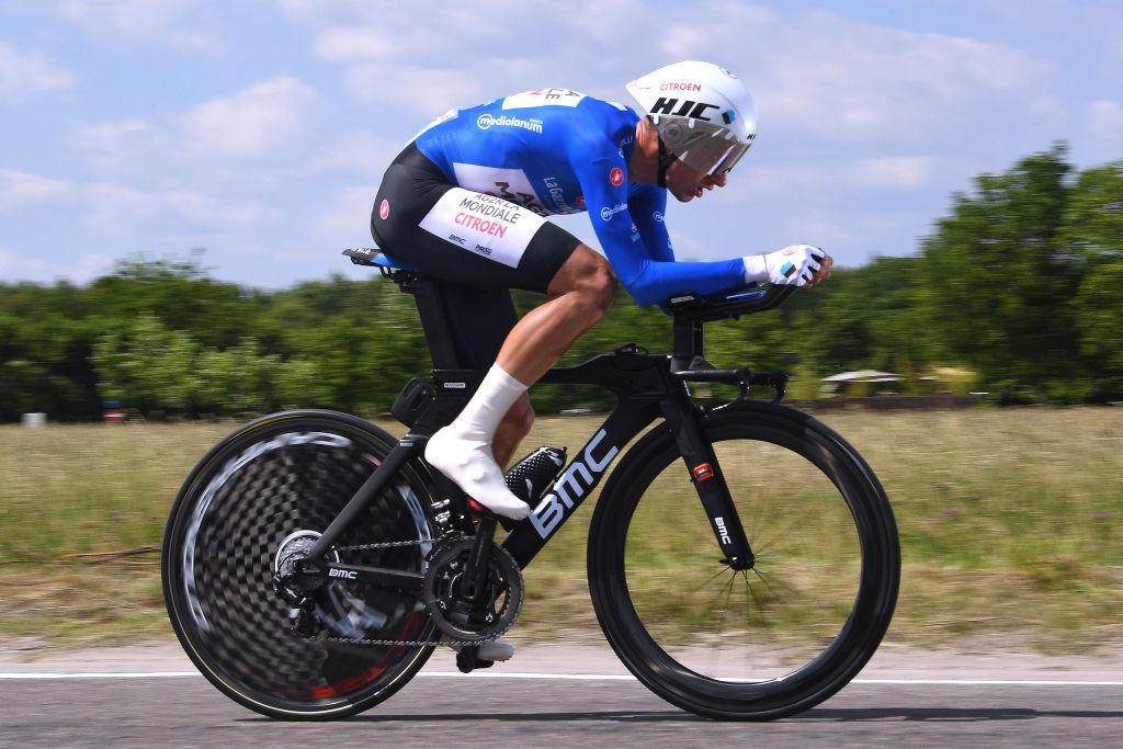 MILAN ITALY MAY 30 Geoffrey Bouchard of France and AG2R Citren Team Blue Mountain Jersey during the 104th Giro dItalia 2021 Stage 21 a 303km Individual Time Trial stage from Senago to Milano ITT UCIworldtour girodiitalia Giro on May 30 2021 in Milan Italy Photo by Tim de WaeleGetty Images