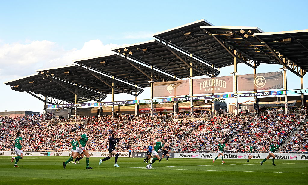 A general view of Dick&#039;s Sporting Goods Park during the women&#039;s international friendly match between the USA and Republic of Ireland at Dick&#039;s Sporting Goods Park in Commerce City, Colorado, USA.
