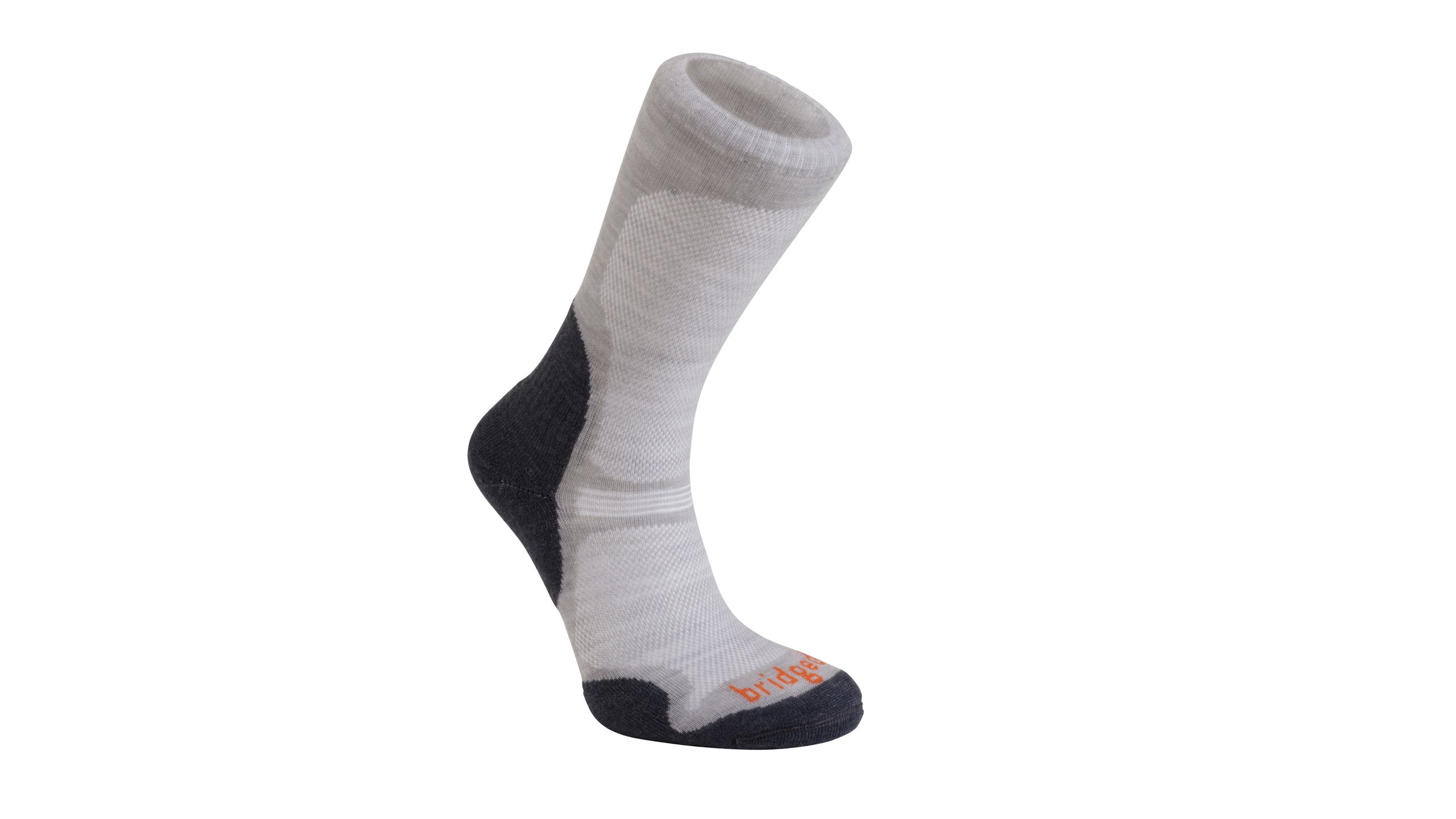 Calcetín de rodilla Bridgedale Woolfusion Summit, blanco, gris y negro