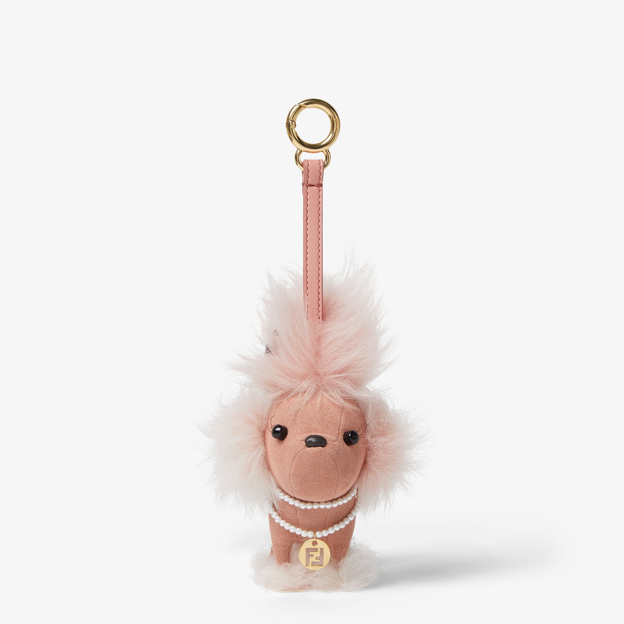 Fendi Lola Charm Pink Shearling and Fabric Charm