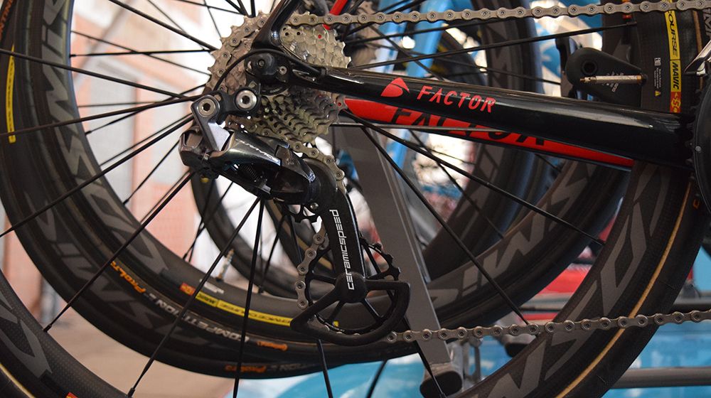 All of the AG2R La Mondiale rear derailleurs are equipped with the CeramicSpeed OSPW system